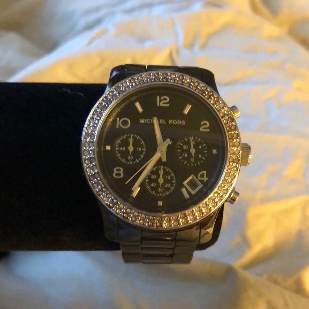 Like new, dark grey ceramic Michael Kors watch